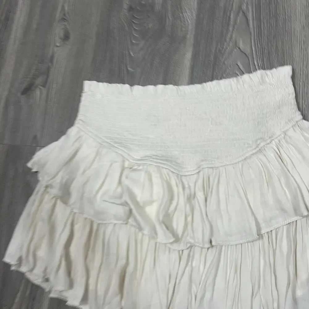 Mustard‎ Seed Cream Tiered Mini Skort with Elasticated Waist